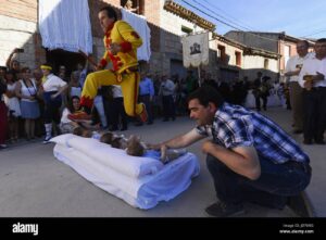 Castrillo de Murcia, Burgos, Spain. 18th June, 2017. El Colacho, also known as baby jumping, is a traditional Spanish holiday originating back to 1620. It takes place once a year to celebrate the Catholic feast of Corpus Christi in the small town of Castr