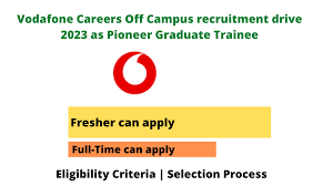 Vodafone Career !! Off Campus Drive 2023 Pioneer Graduate Trainee | pan India