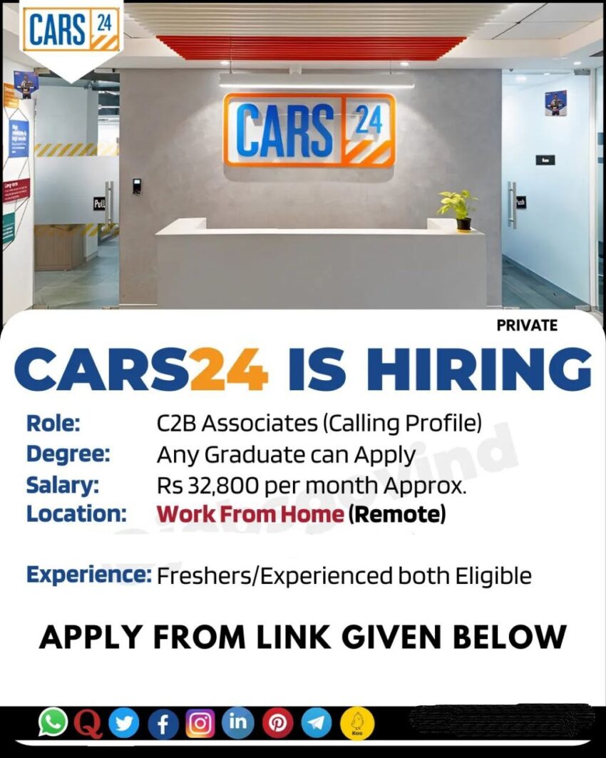 Cars24 is Hiring for C2B Associates | Calling Profile | Work From Home | Apply Online