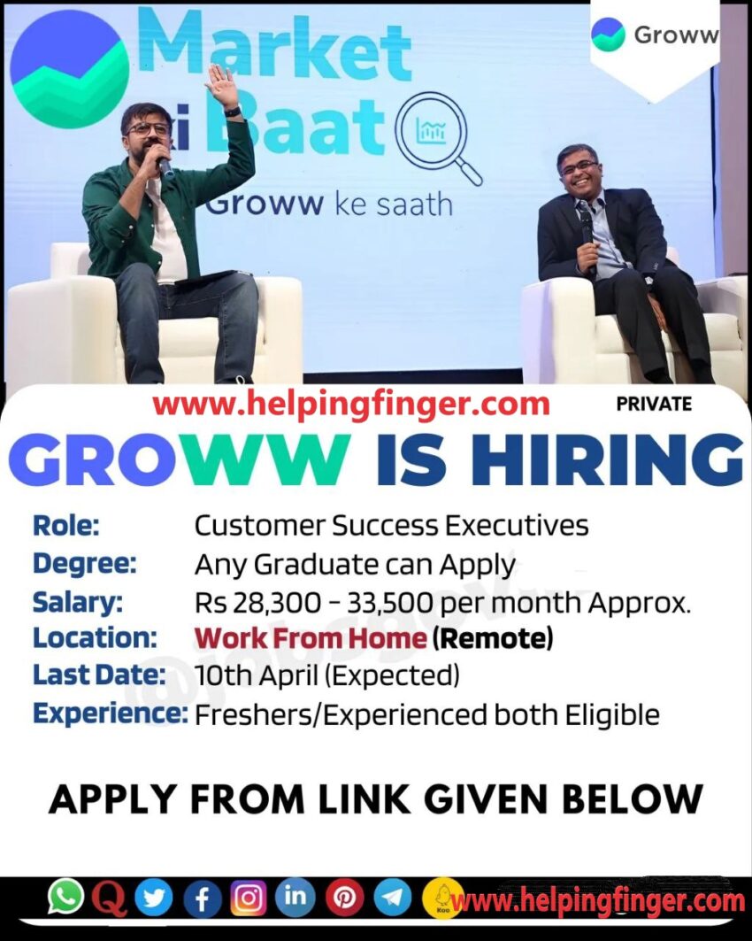 Groww is Hiring Customer Success Executives | Work From Home | Apply Online
