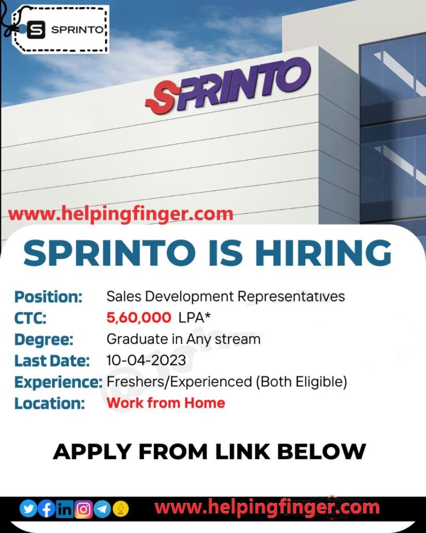 Sprinto is Hiring Sales Development Representatives | Work From Home | Apply Now