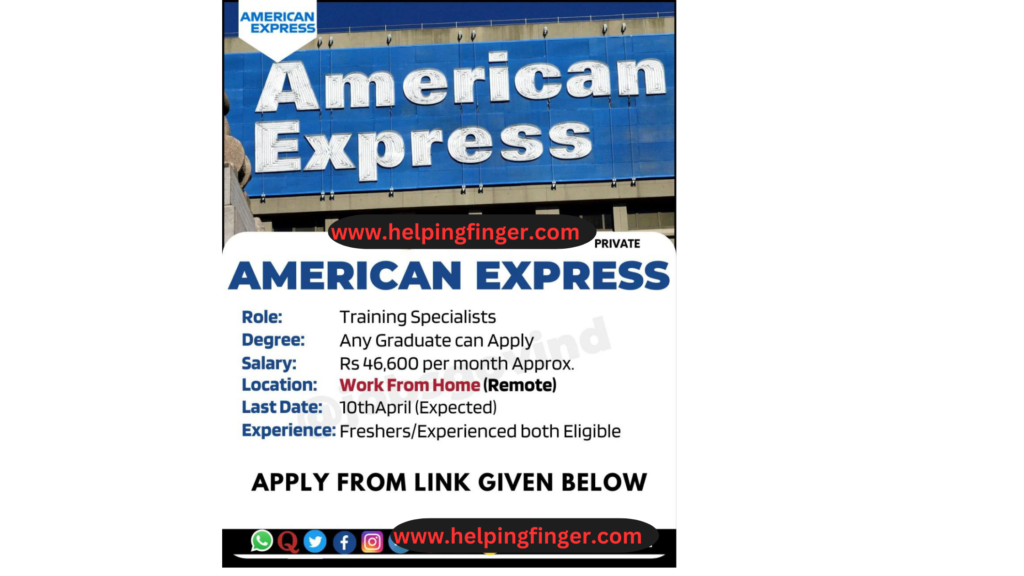 American Express is Hiring for Training Specialists | Work From Home | Apply Online