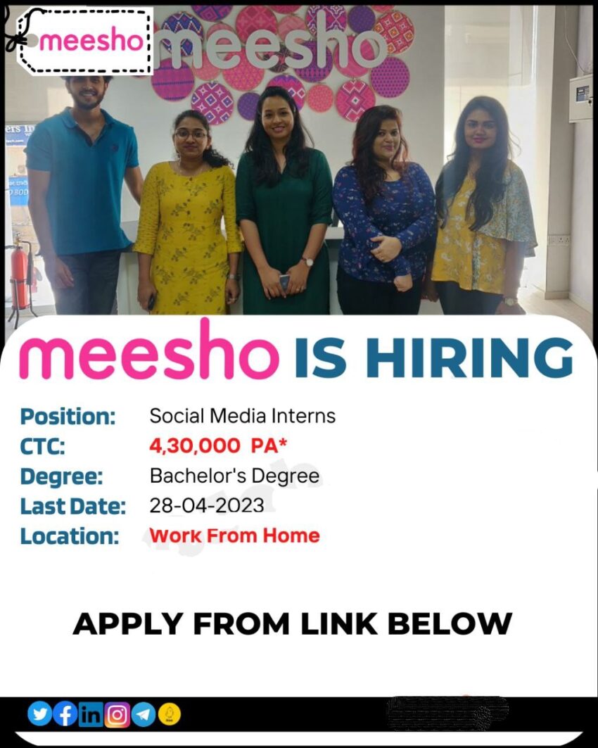 Meesho is Hiring Social Media Interns | Work From Home | Apply Now