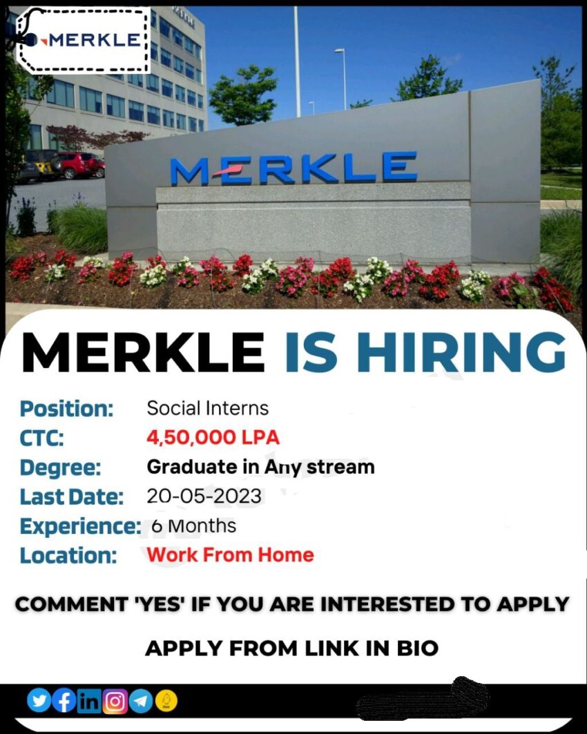 Merkle is Hiring Social Interns | Work From Home | Apply Now