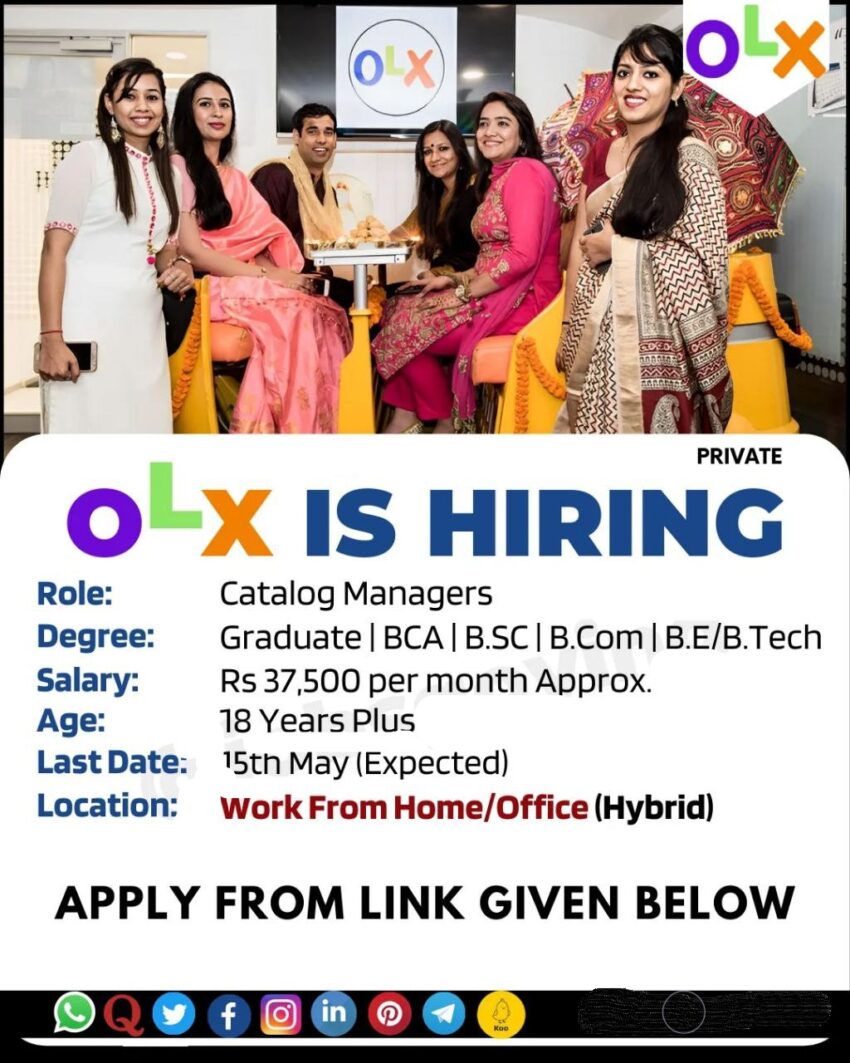OLX is Hiring Work From Home/ Office for Catalog Managers | Apply Online Now