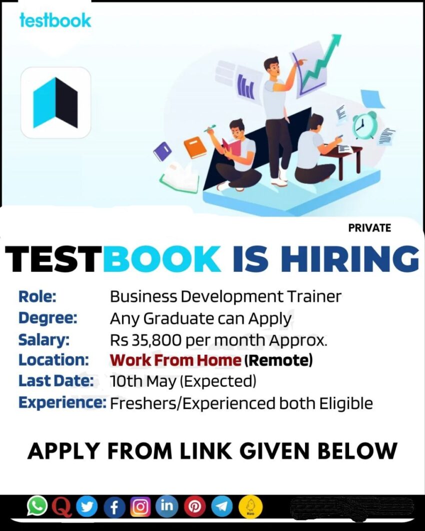 Testbook Campus Drive 2023| Business Development Trainers | Work From Home | Online Process