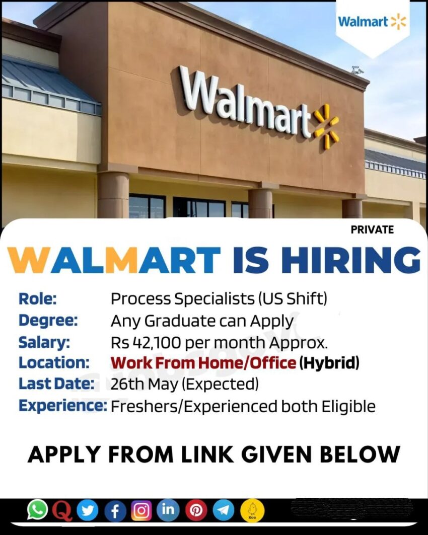 Walmart is Hiring for Process Specialists | Work From Home/Office | Apply Online