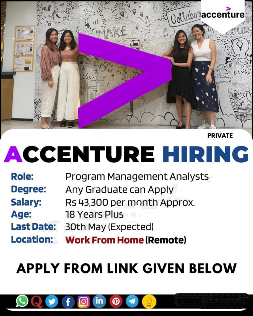 Accenture is Hiring Work From Home for Program Management Analysts | Apply Online