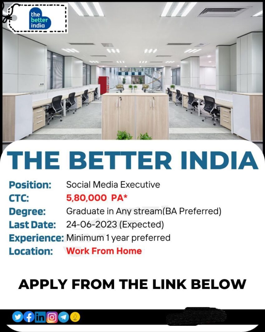 The Better India is Hiring Social Media Executive | Work from Home | Apply Now