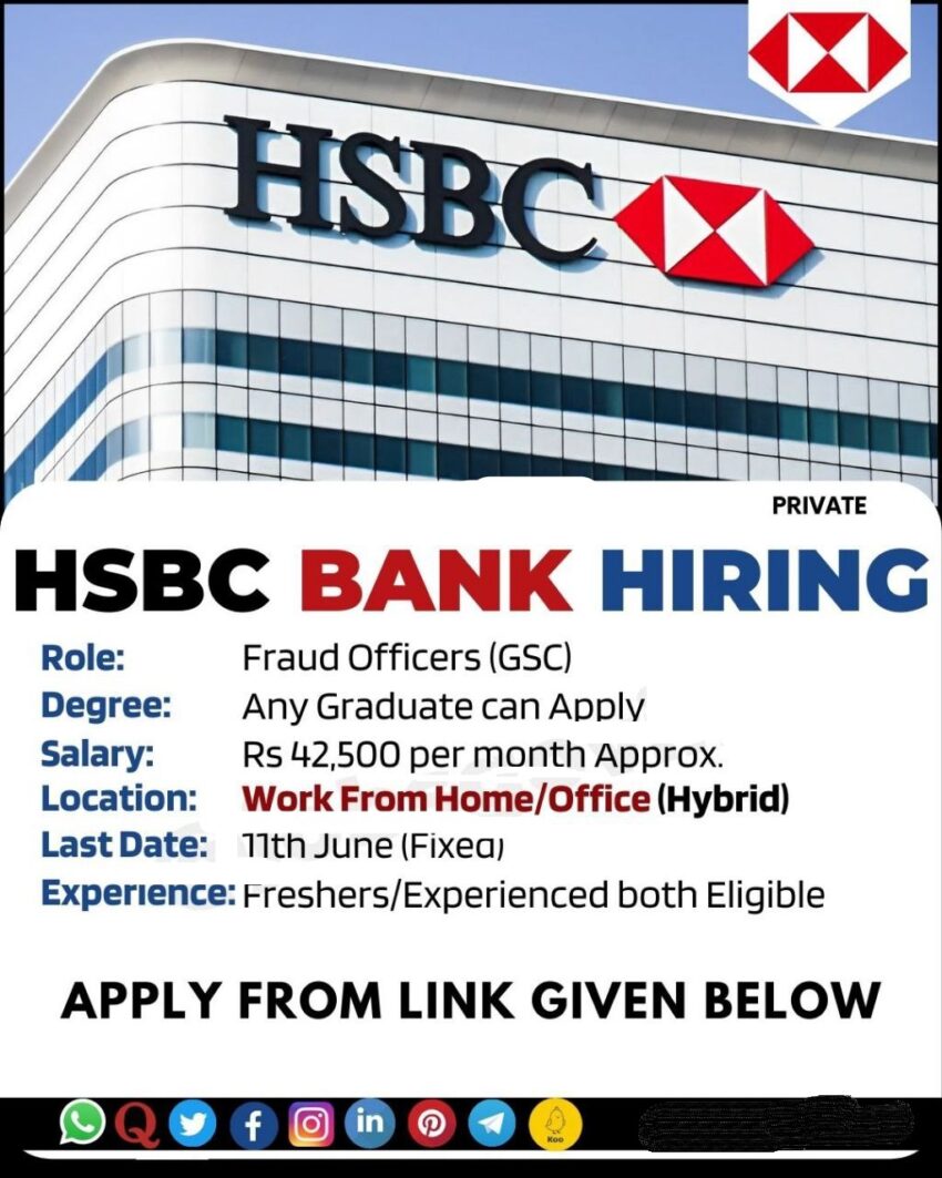 HSBC Recruitment 2023 | Fraud Officers | Work From Home - Hybrid | Apply Online