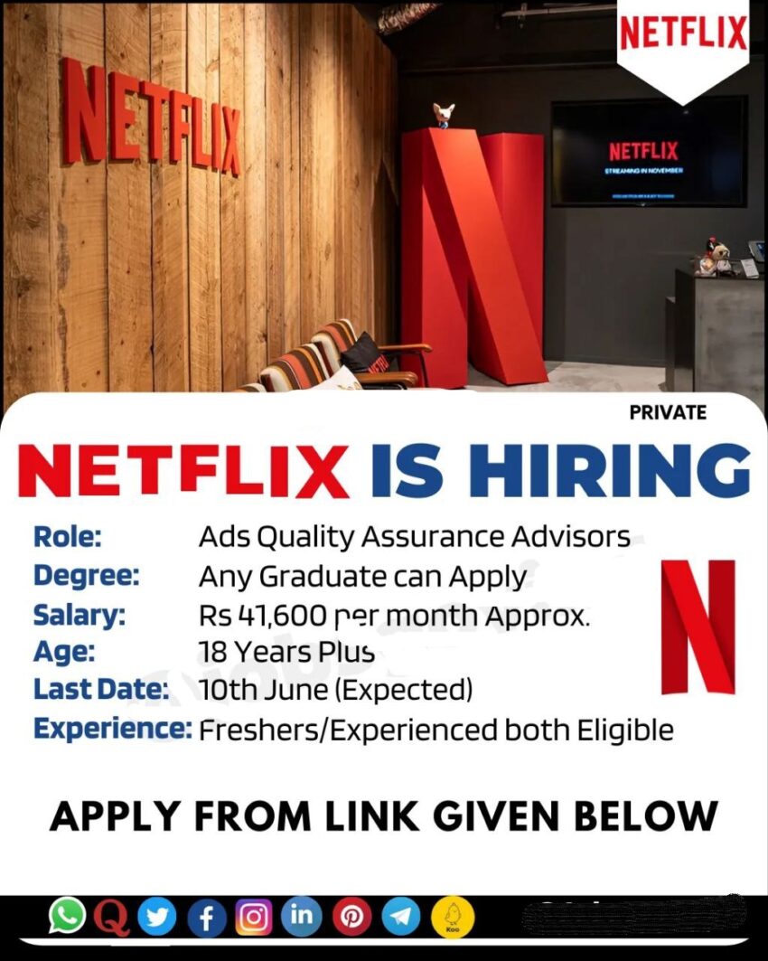 Netflix is Hiring Ads Quality Assurance Coordinator | Limited Positions | Apply Now