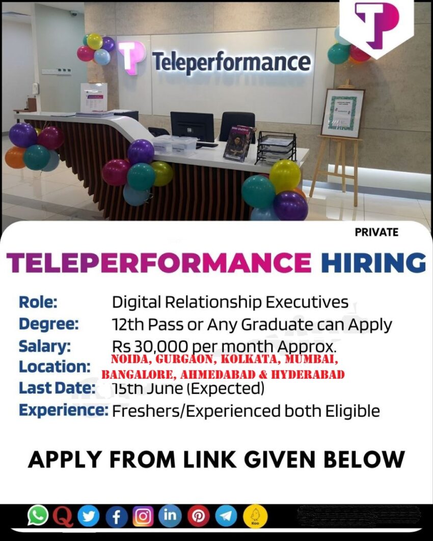 Teleperformance Hiring | Digital Relationship Executives |PAN INDIA LOCATION