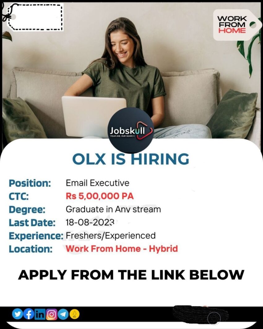 Olx Recruitment 2023: Email Executive | Work from Home Jobs India 2023
