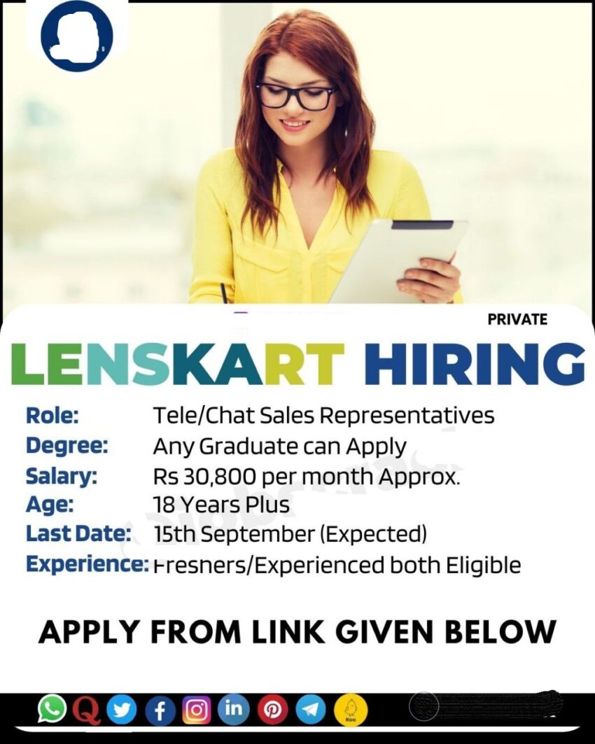 Lenskart Campus Drive 2023 for Tele/Chat Sales Representatives | Online Application
