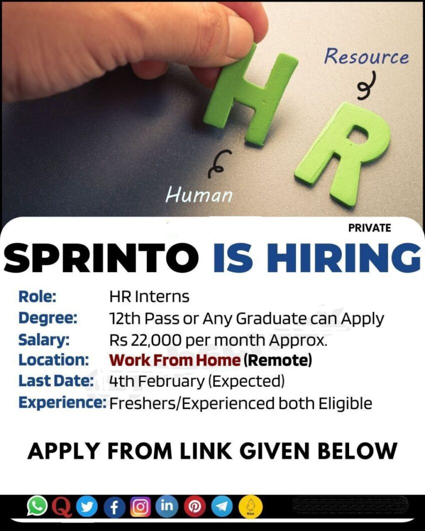 Sprinto Hiring HR interns | Work From Home