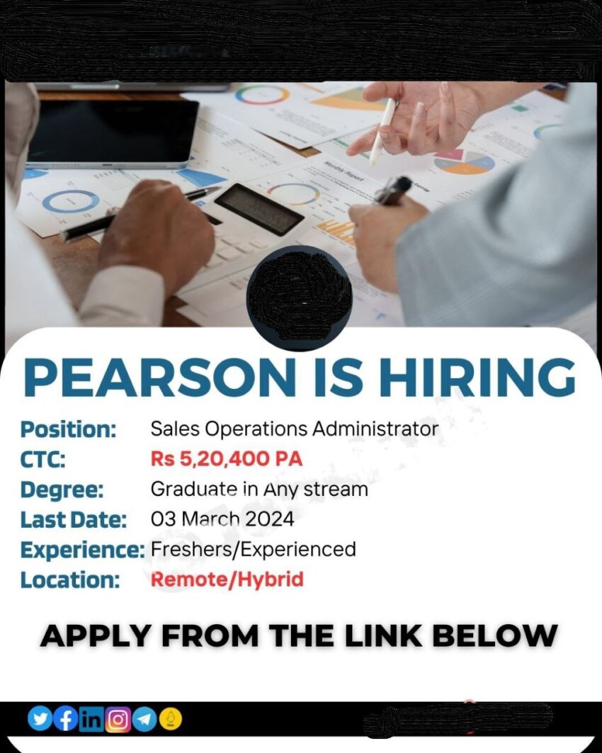 Pearson Work From Home Jobs 2024 | sales Operations Administrator