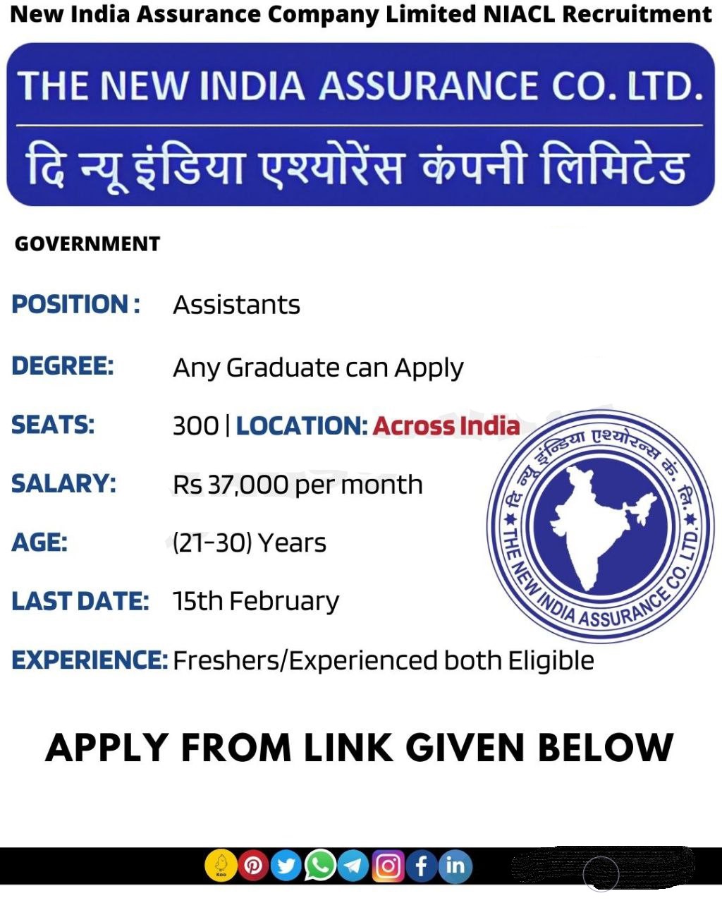  NIACL Assistant Recruitment 2024 – Apply Now for 300 Positions