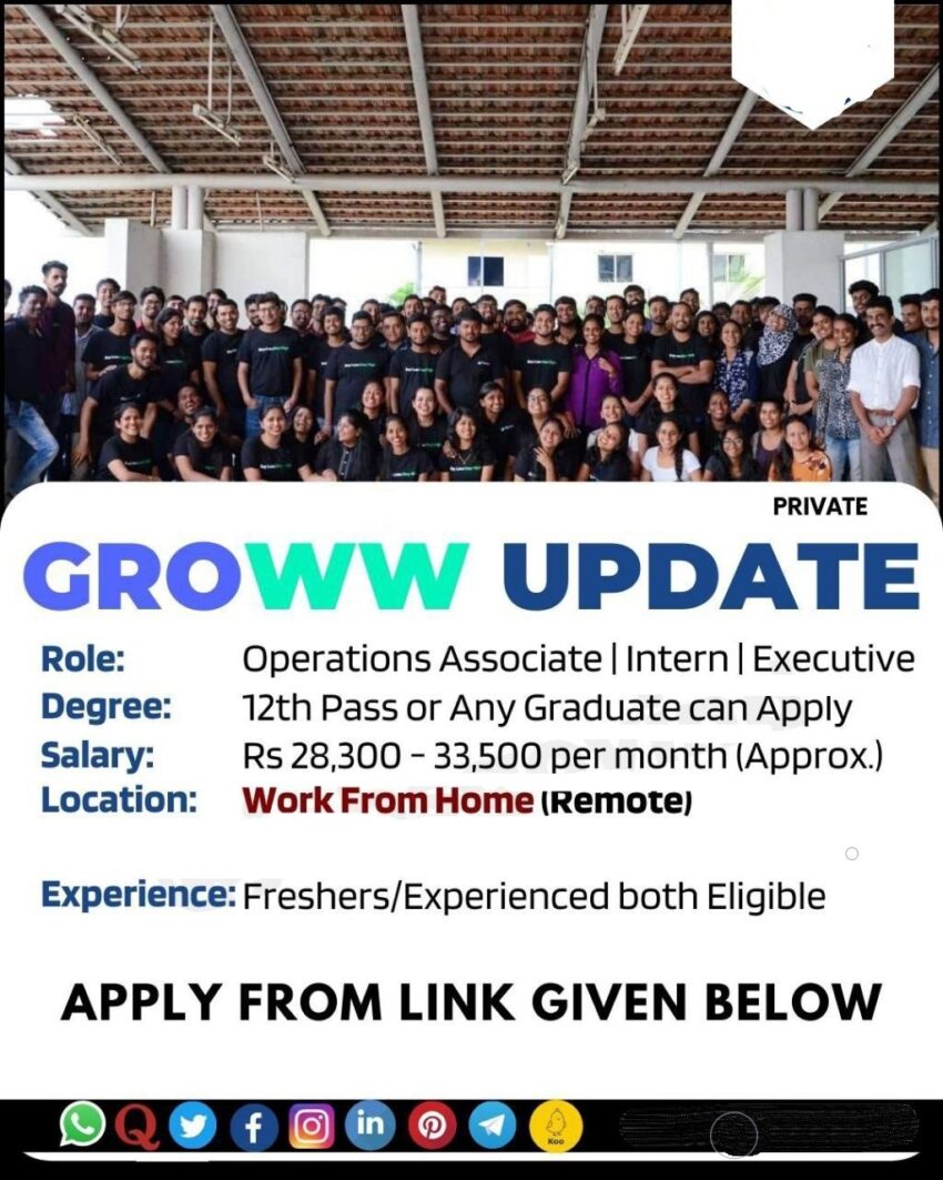Groww is Hiring Work From Home for Customer Executives | Content Writers | Apply Online