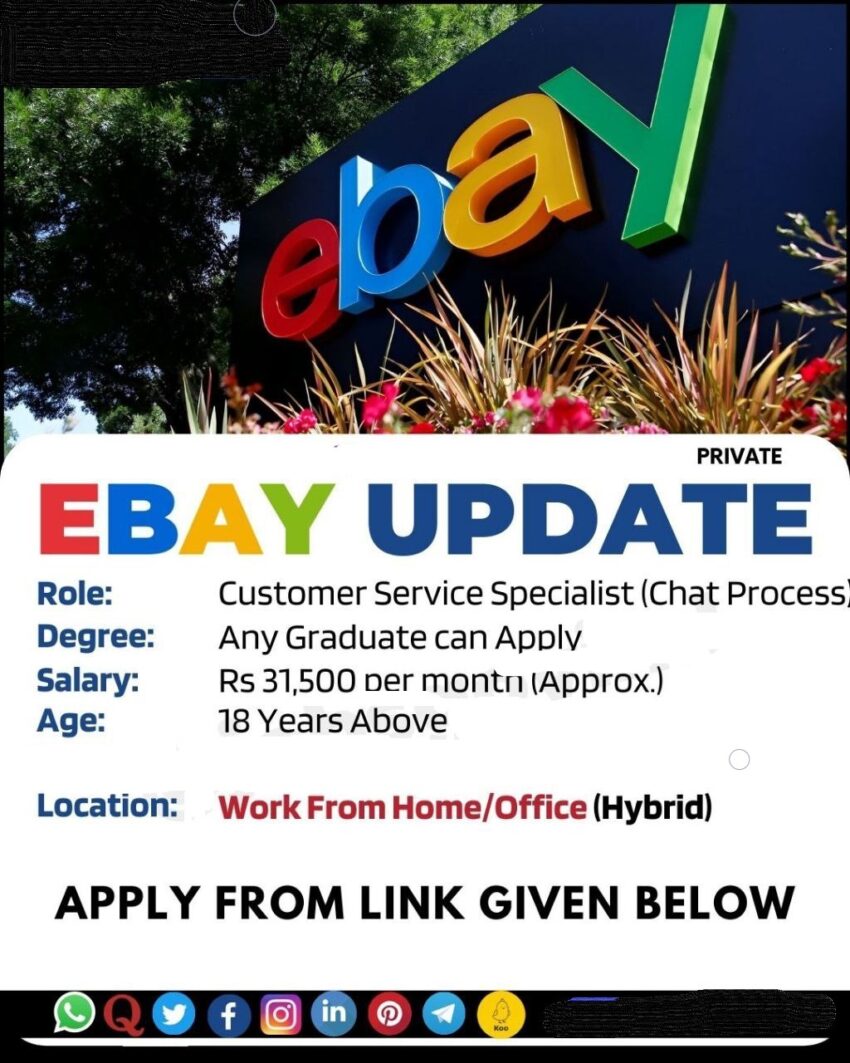Ebay is Hiring Work From Home for Customer Service Specialist Posts | Apply Online