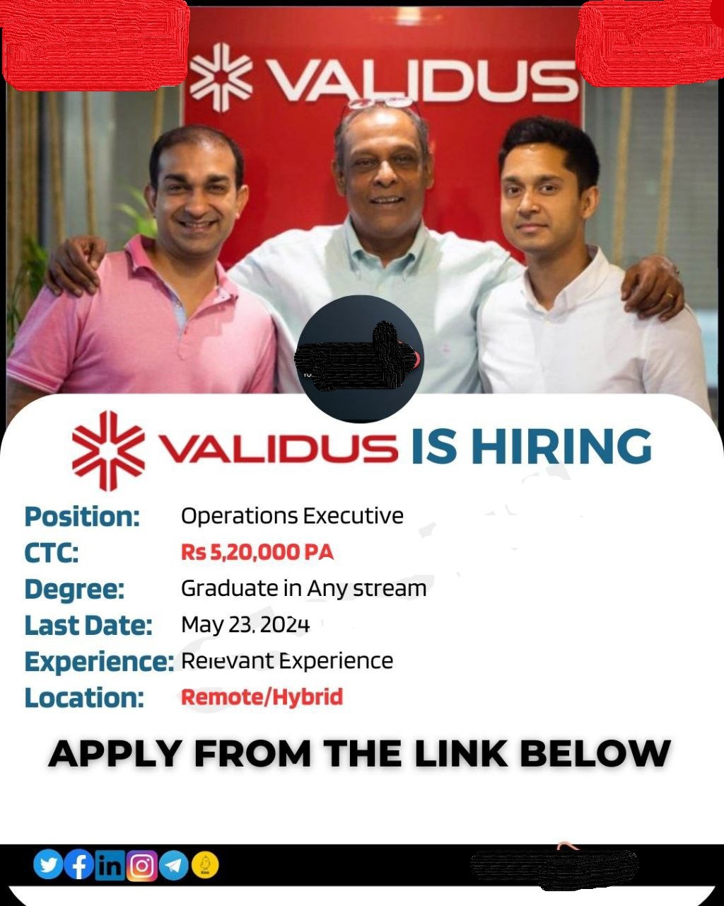 Validus Work from Home Jobs 2024 | Operations Executive